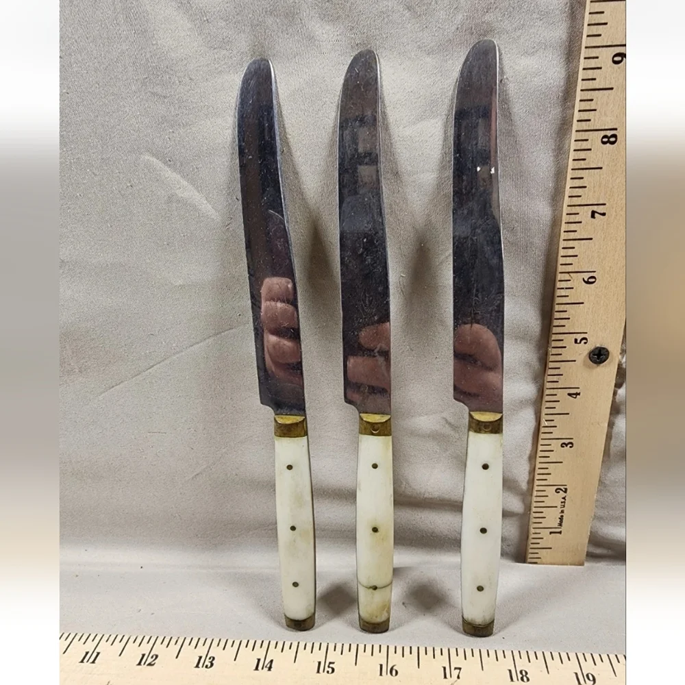 Antique Lot Of 3 Bone Handle Knife Great Shape No Cracks